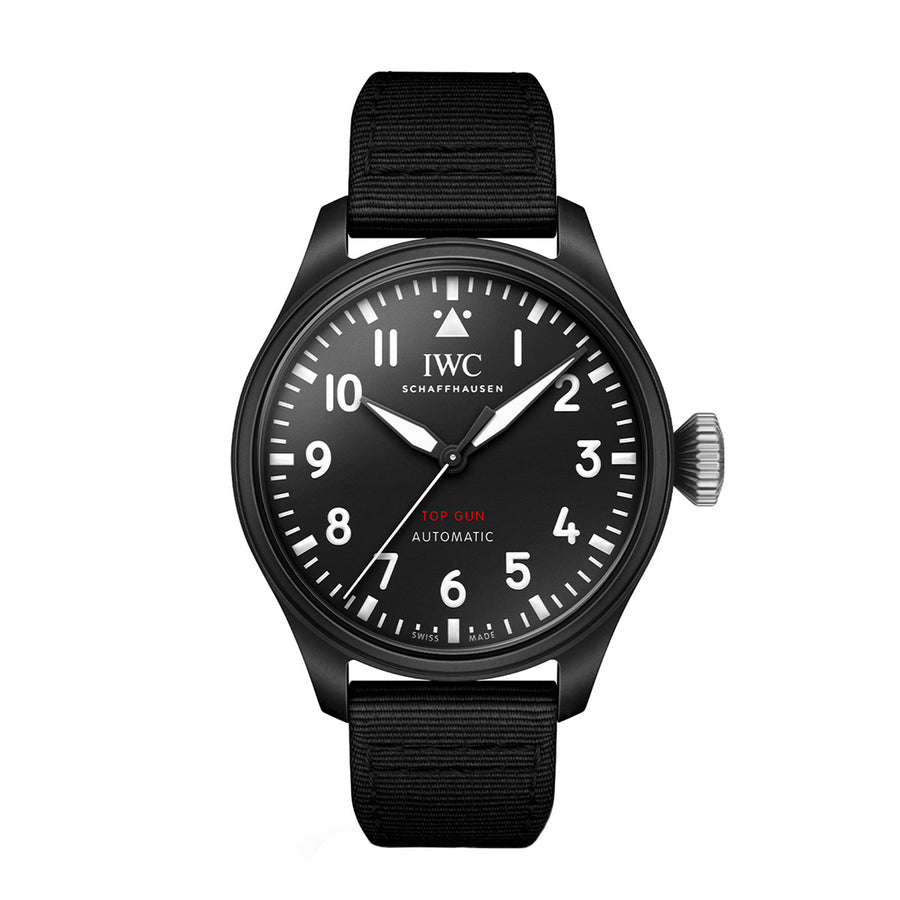 43mm Big Pilot's Top Gun Watch with Black Dial in Black Ceramic, Strap