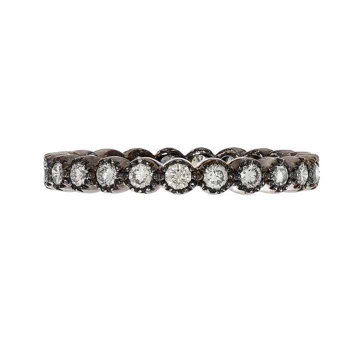0.67ct Diamond Bezel Eternity Band in 18K White Gold with Rhodium, Size 6