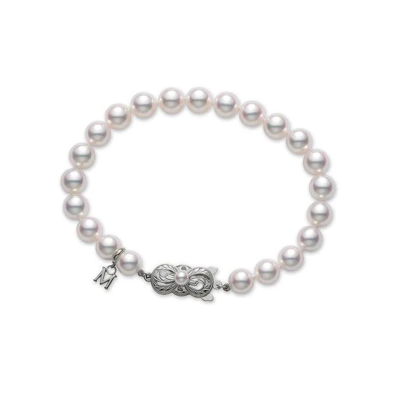 8 x 7.5mm A Akoya Pearl Bracelet in 18K White Gold, 7"
