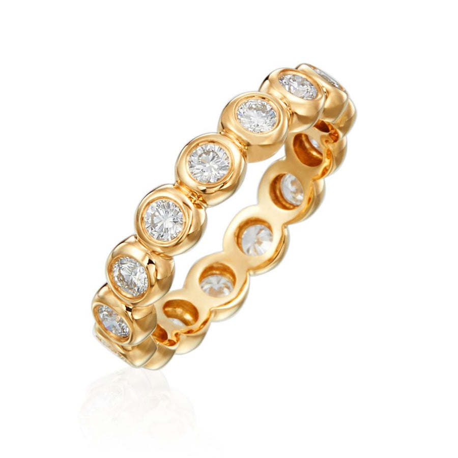 Moonlight 1.06ct Diamond Eternity Bezel Band in 18K Yellow Gold, size 6.5