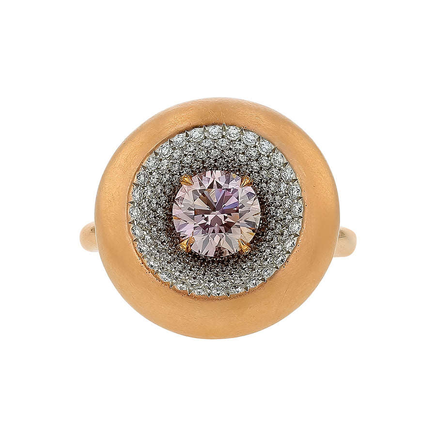 1.01ct Fancy Pink Diamond and 0.35ct Diamond Ring in Platinum and 18K Rose Gold, size 5