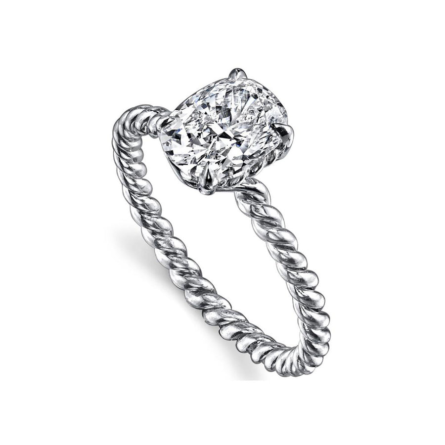 Platinum Cushion Diamond Twist Engagement Ring