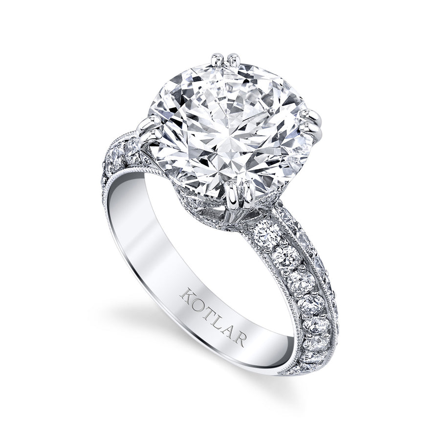 Platinum Diamond Pave Crown Engagement Ring