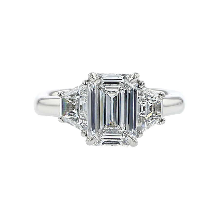 Platinum Emerald-Cut Diamond Engagement Ring