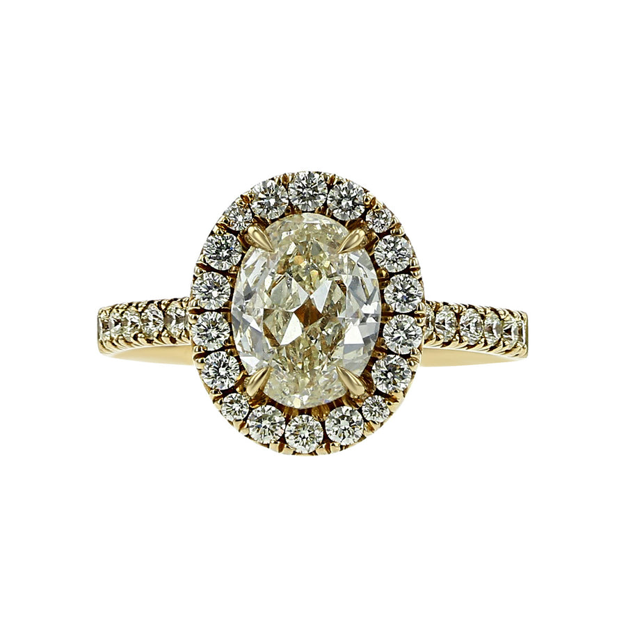 14K Yellow Gold Diamond Halo Engagement Ring