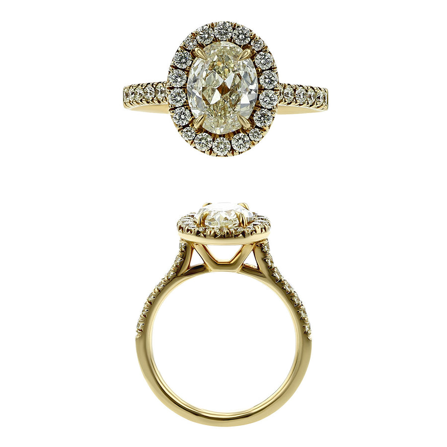 14K Yellow Gold Diamond Halo Engagement Ring