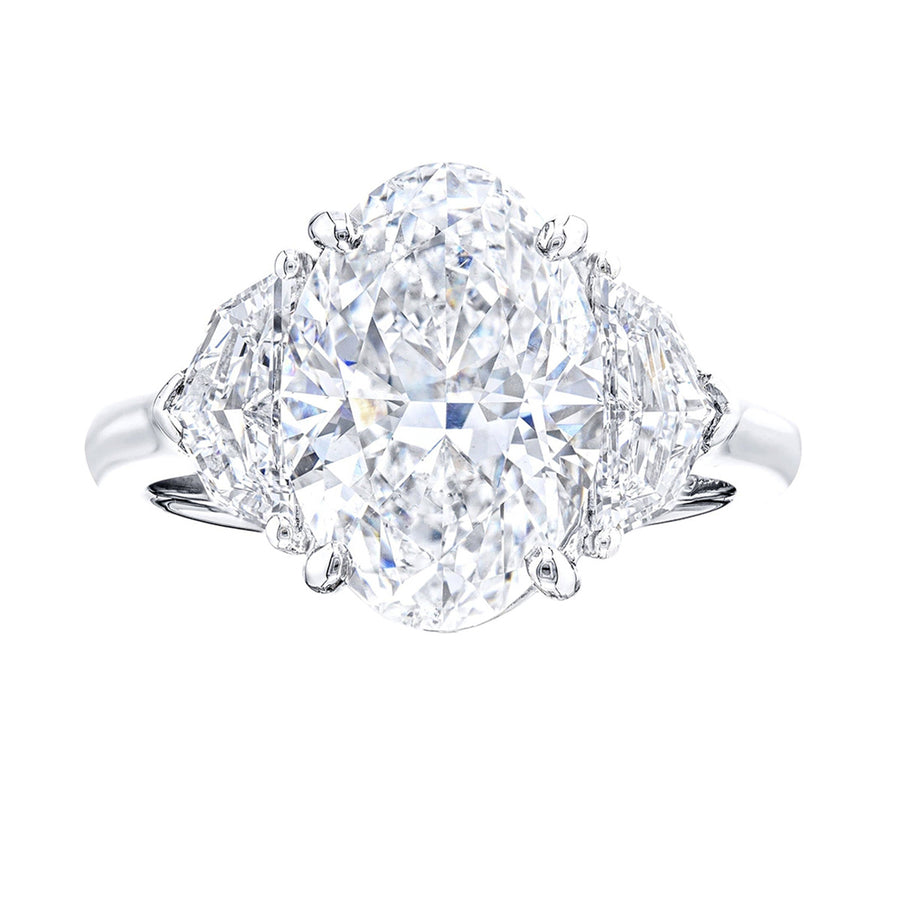 Platinum Oval 3 Stone Engagement Ring