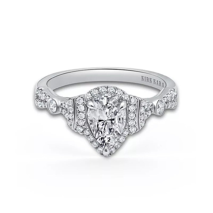 Pear Halo Diamond Engagement Ring Setting