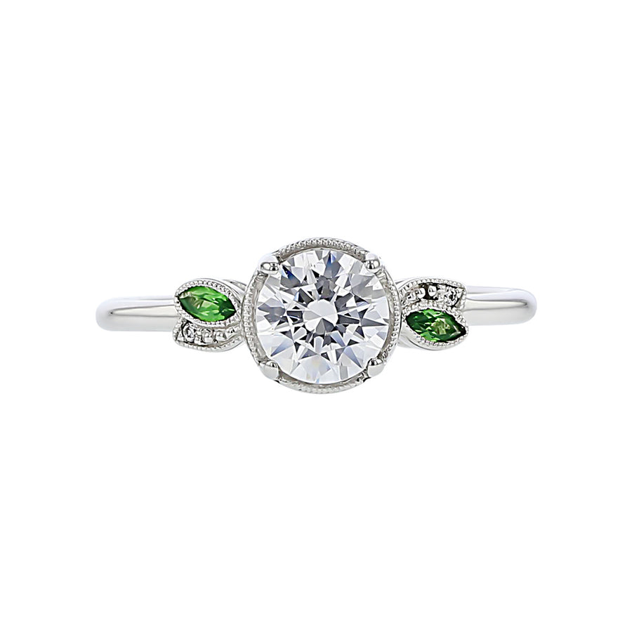 Tsavorite Halo Diamond Engagement Ring Setting