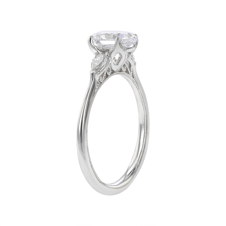 Three Stone Pear Diamond Engagement Ring Setting