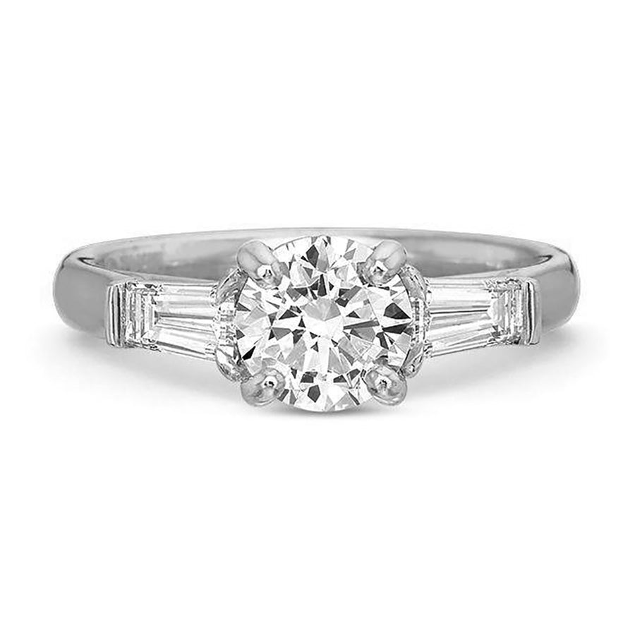 3 Stone Diamond Engagement Ring Setting with Baguettes