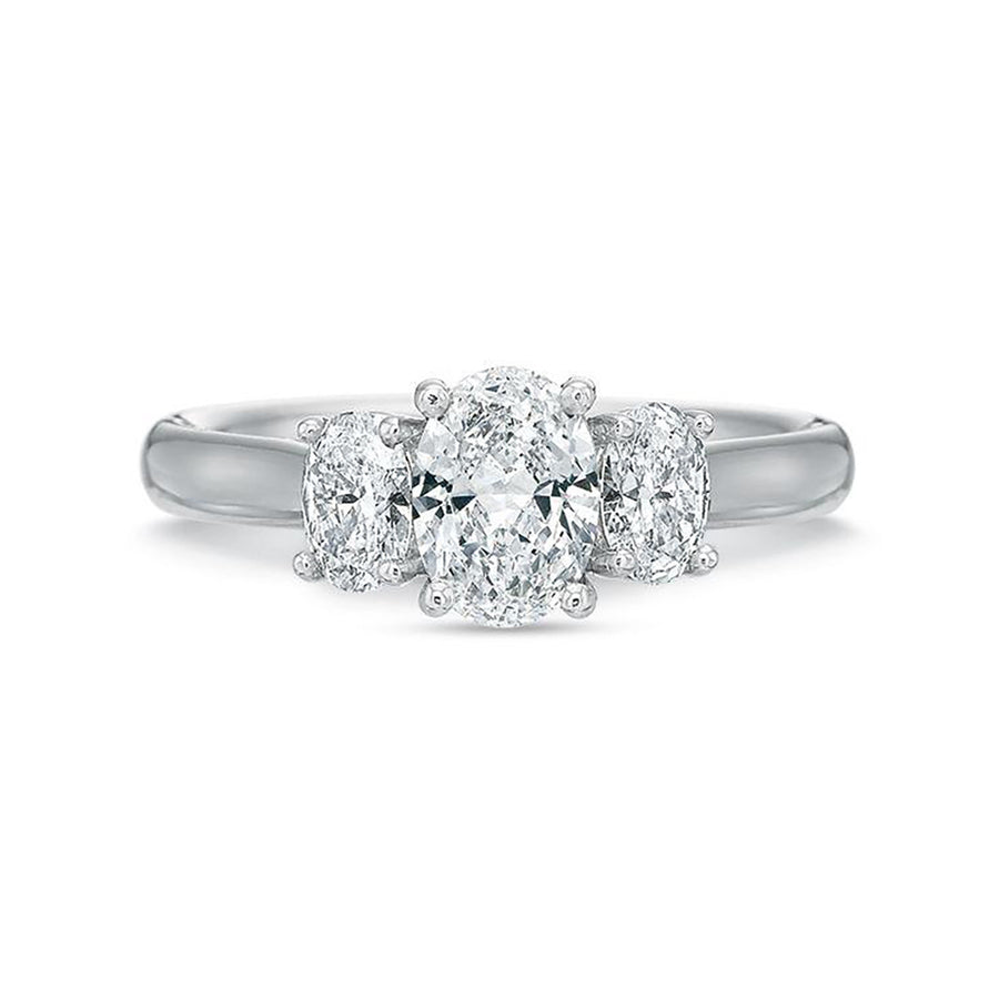 Oval Three Stone Diamond Engagement Ring Setting