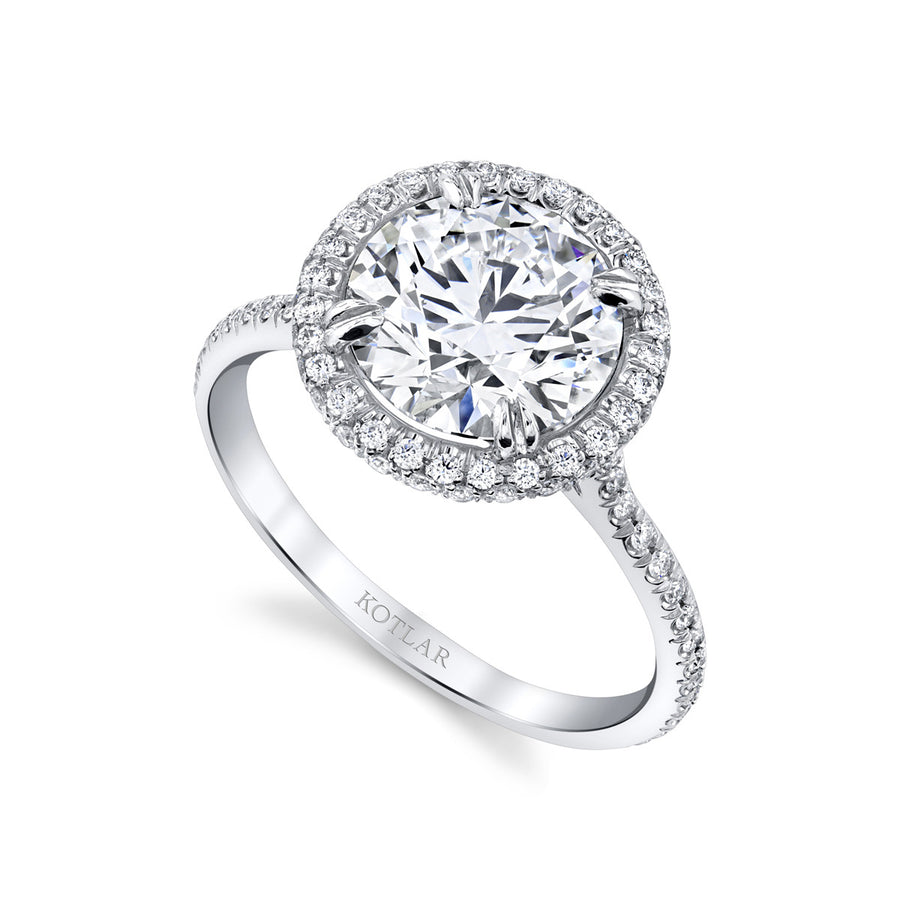 Arabesque Platinum and Round Diamond Halo Ring