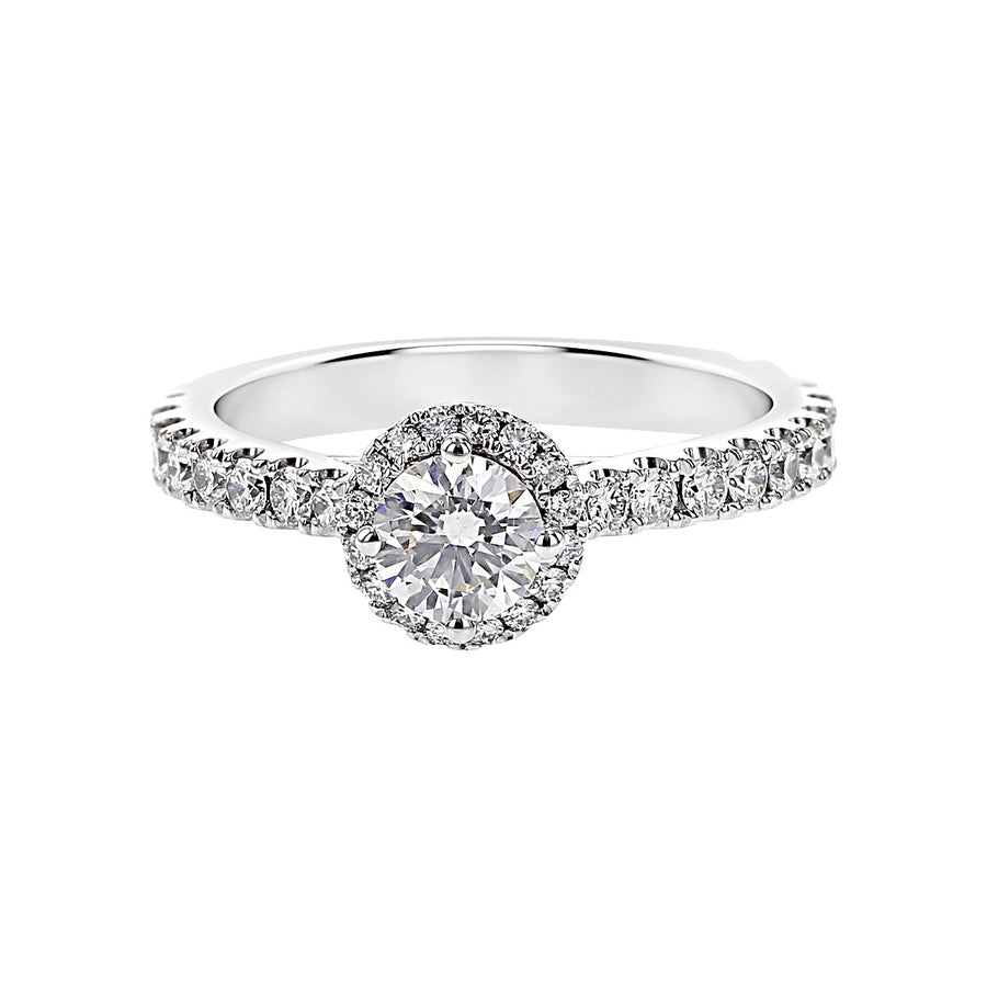18K White Gold Diamond Halo Engagement Ring