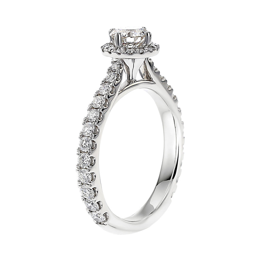 18K White Gold Diamond Halo Engagement Ring