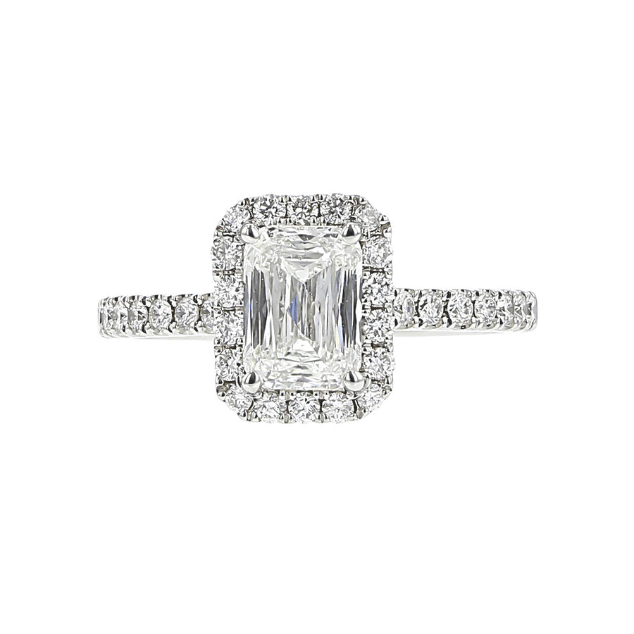 14K White Gold Brilliant Diamond Halo Engagement Ring