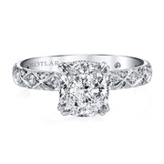 Platinum Kotlar Cushion Artisan Pave Diamond Ring