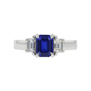 Platinum Sapphire and Diamond 3-Stone Ring