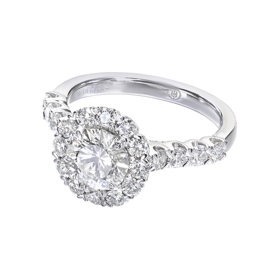 Halo Engagement Ring with Classic Diamond Band