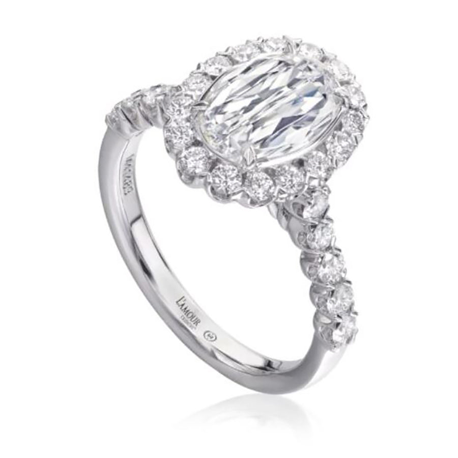 L'Amour Crisscut Oval Diamond Engagement Ring