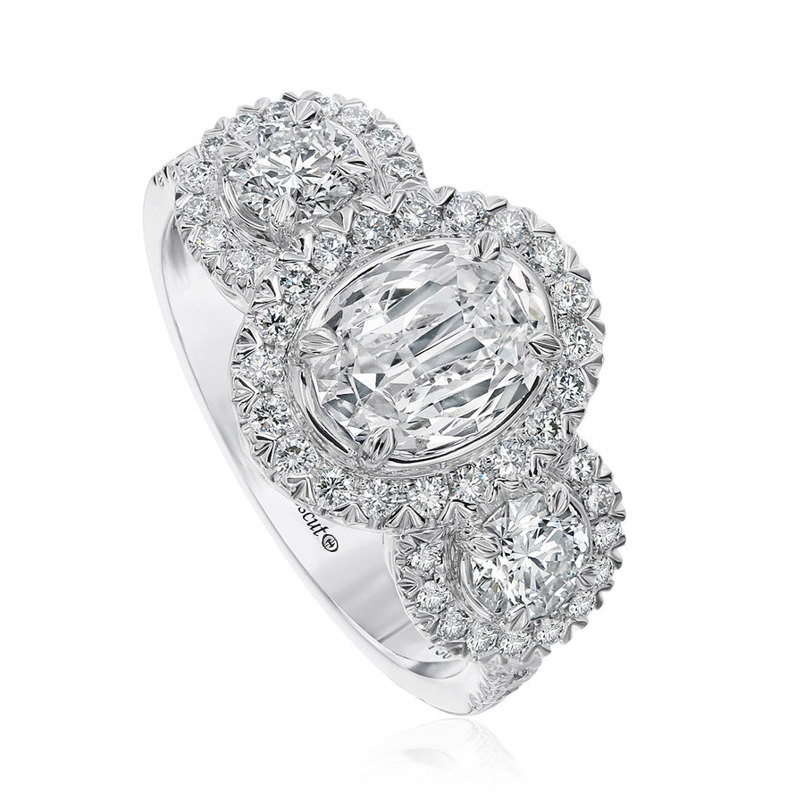 L'Amour Crisscut Triple Oval Diamond Engagement Ring