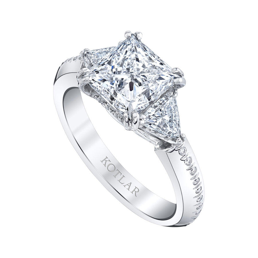 Platinum Princess-cut Diamond 3-Stone Ring