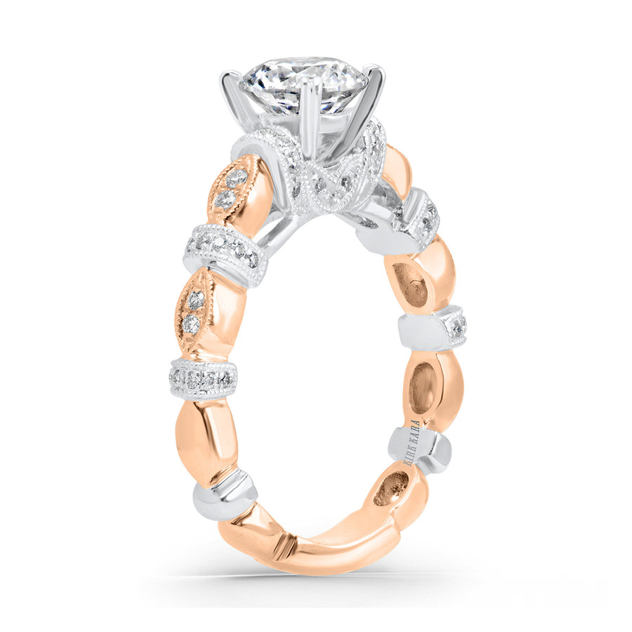 18K Two Tone Diamond Engagement Ring Setting