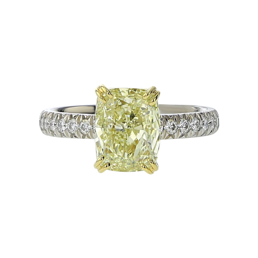 French-cut Artisan Yellow Diamond Engagement Ring