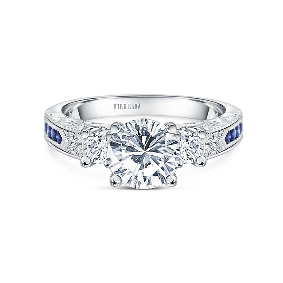 Sapphire Three Stone Diamond Engagement Ring Setting