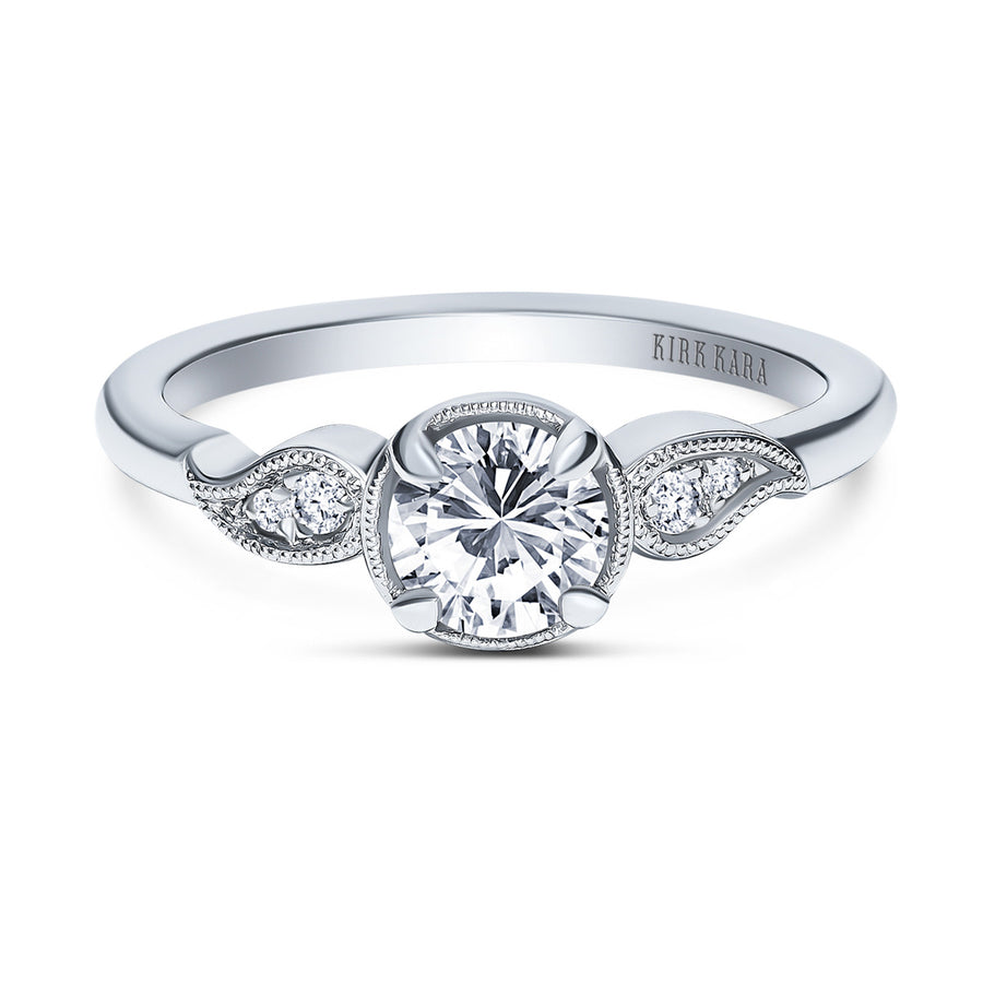 Paisley Floral Milgrain Halo Diamond Engagement Ring Setting