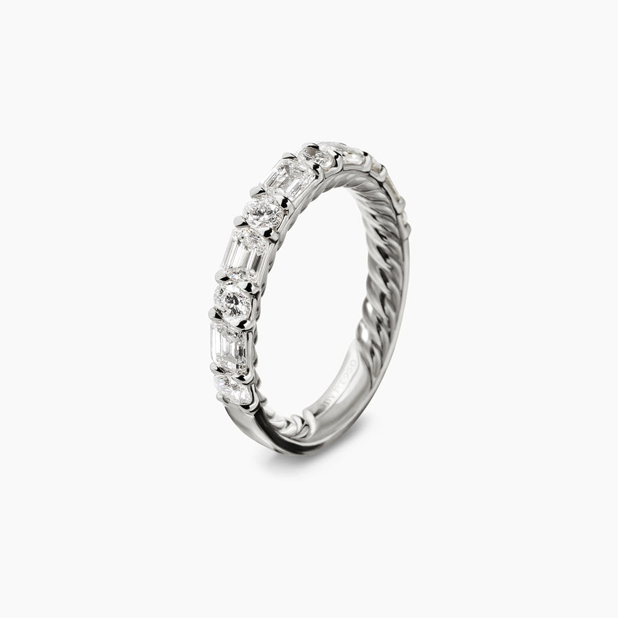 DY Infinity Alternating Diamond Band Ring in Platinum