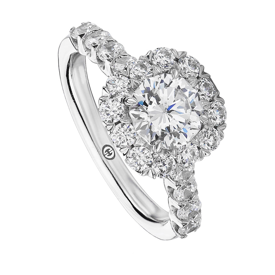 Classic Round Diamond Halo Engagement Ring