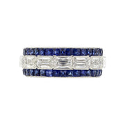 Half Circle Wedding Ring with Ashoka Diamonds and Sapphires