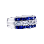 Half Circle Wedding Ring with Ashoka Diamonds and Sapphires