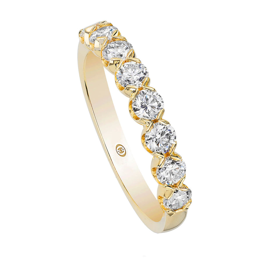 18K Yellow Gold Round Diamond Wedding Band