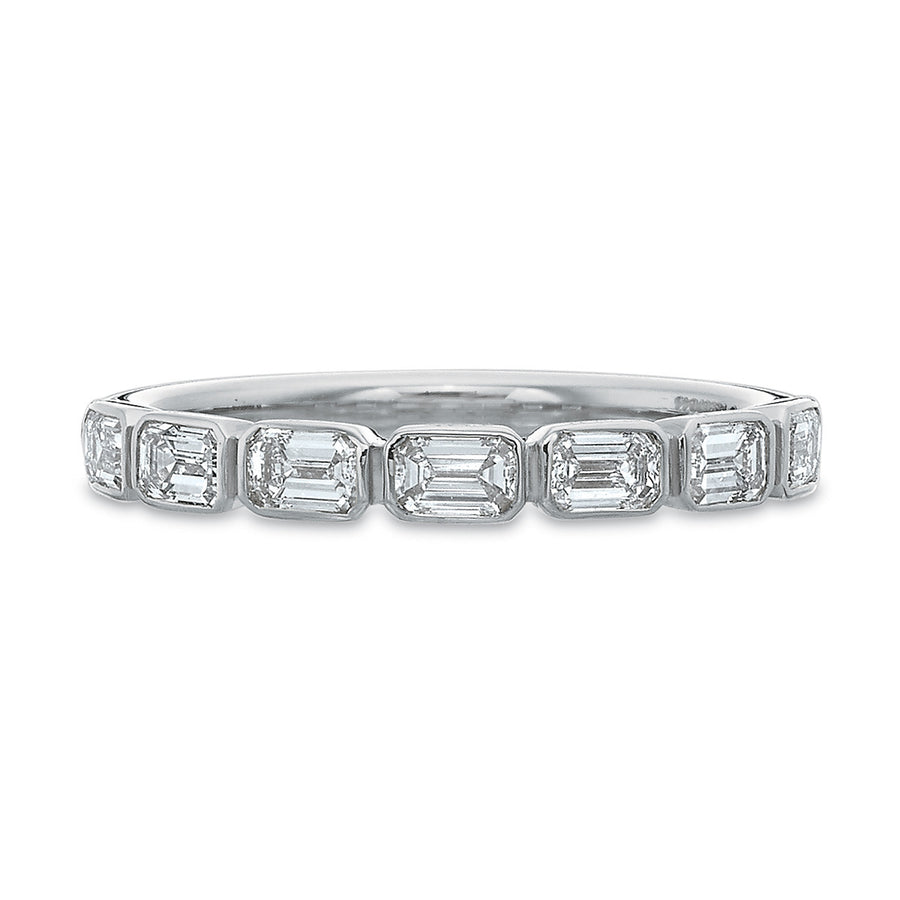 Emerald-cut Diamond Partway Wedding Band