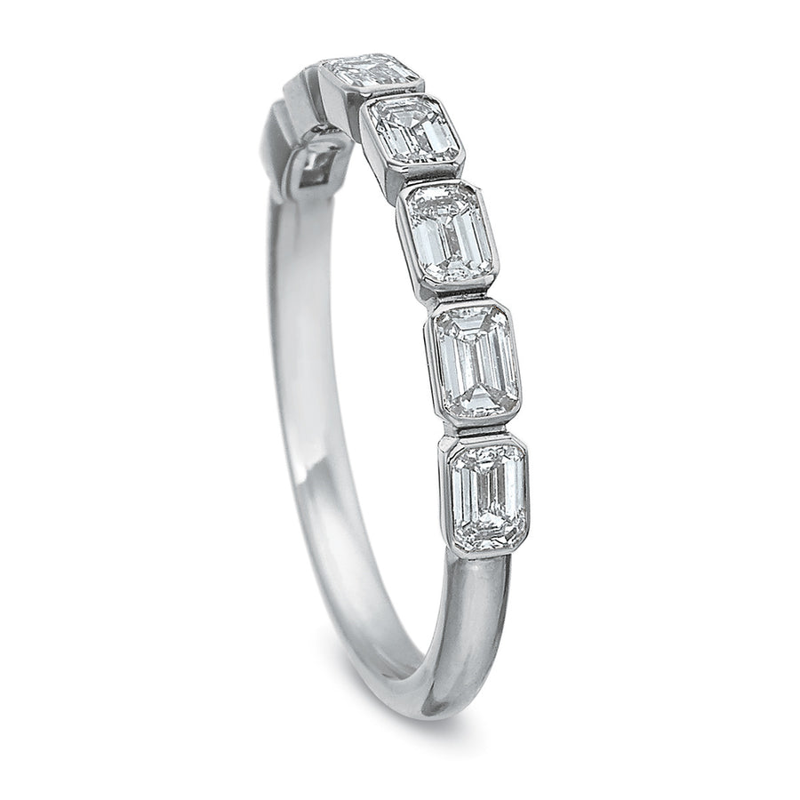 Emerald-cut Diamond Partway Wedding Band