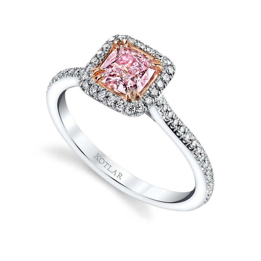 The Vault Fancy Pink Cushion Cut Diamond Ring