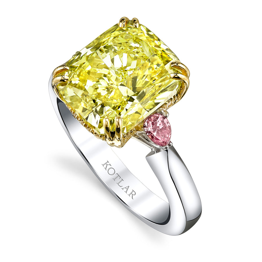 Fancy Vivid Yellow and Pink Diamond Ring