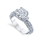 Platinum Scallop Cushion Diamond Engagement Ring