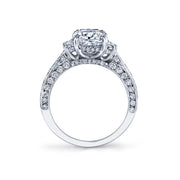 Platinum Scallop Cushion Diamond Engagement Ring
