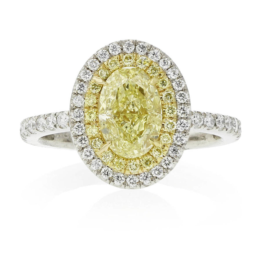 Brilliant Fancy Yellow Diamond Double Halo Ring