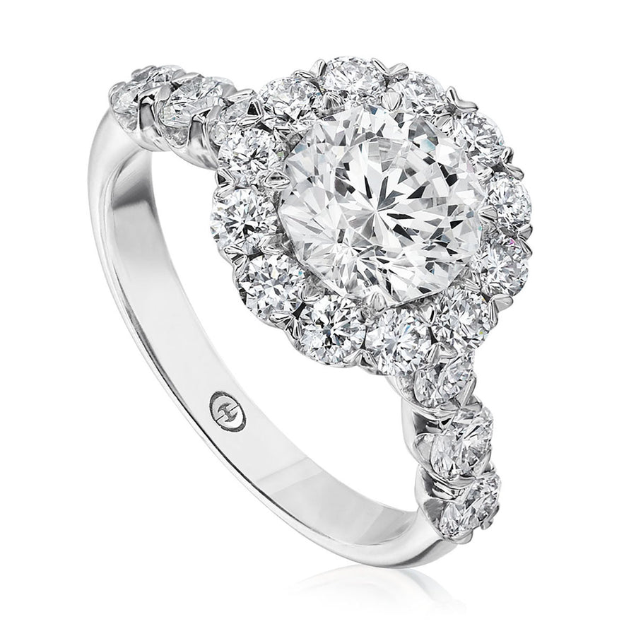 Crisscut Round Diamond Halo Engagement Ring