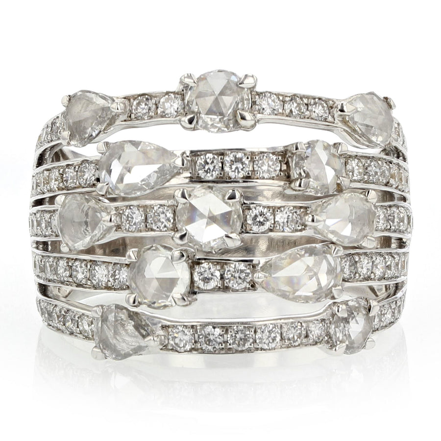 18K Multi Row Diamond Ring