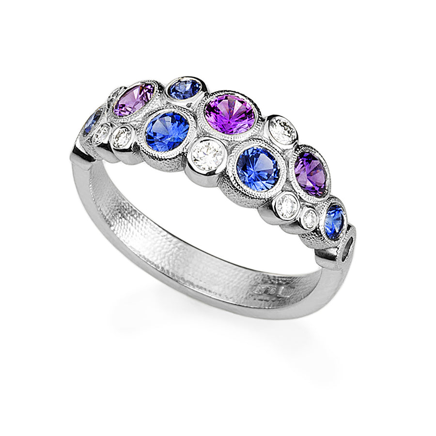 Platinum Diamond and Sapphire Ring