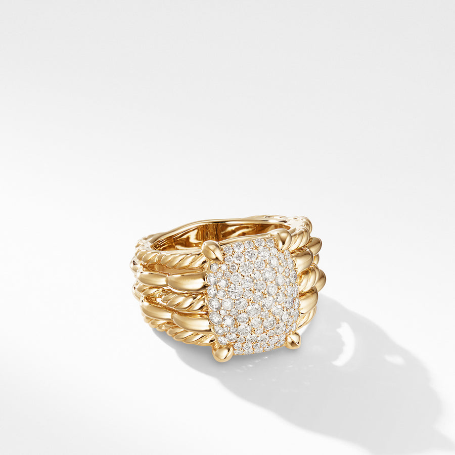Tides Statement Ring in 18K Yellow Gold with Pave Plate