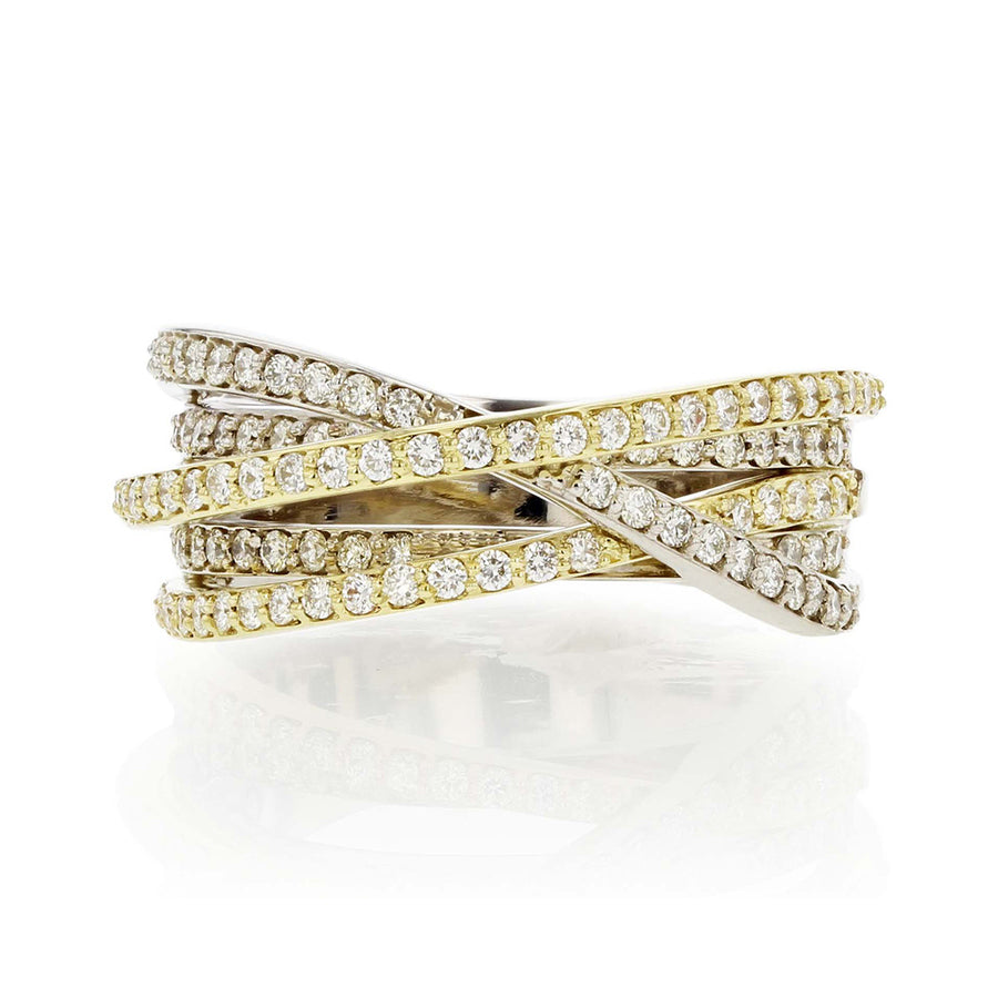 14K White and Gold Multi Row Ring