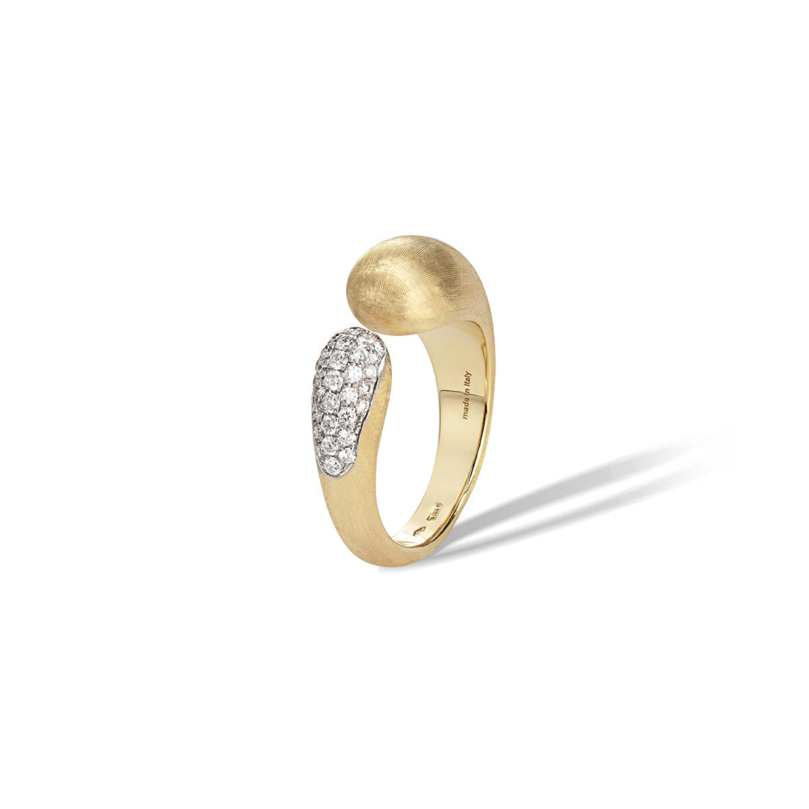 18K Yellow Gold and Diamond Kissing Ring