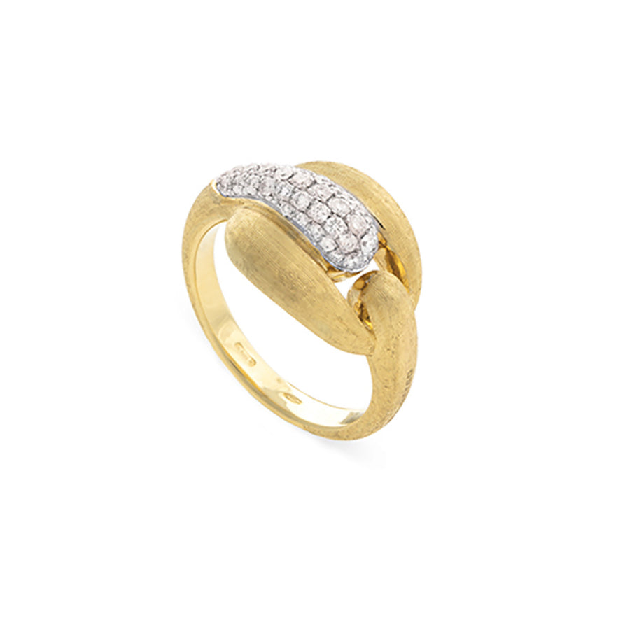 18K Yellow Gold and Diamond Link Ring