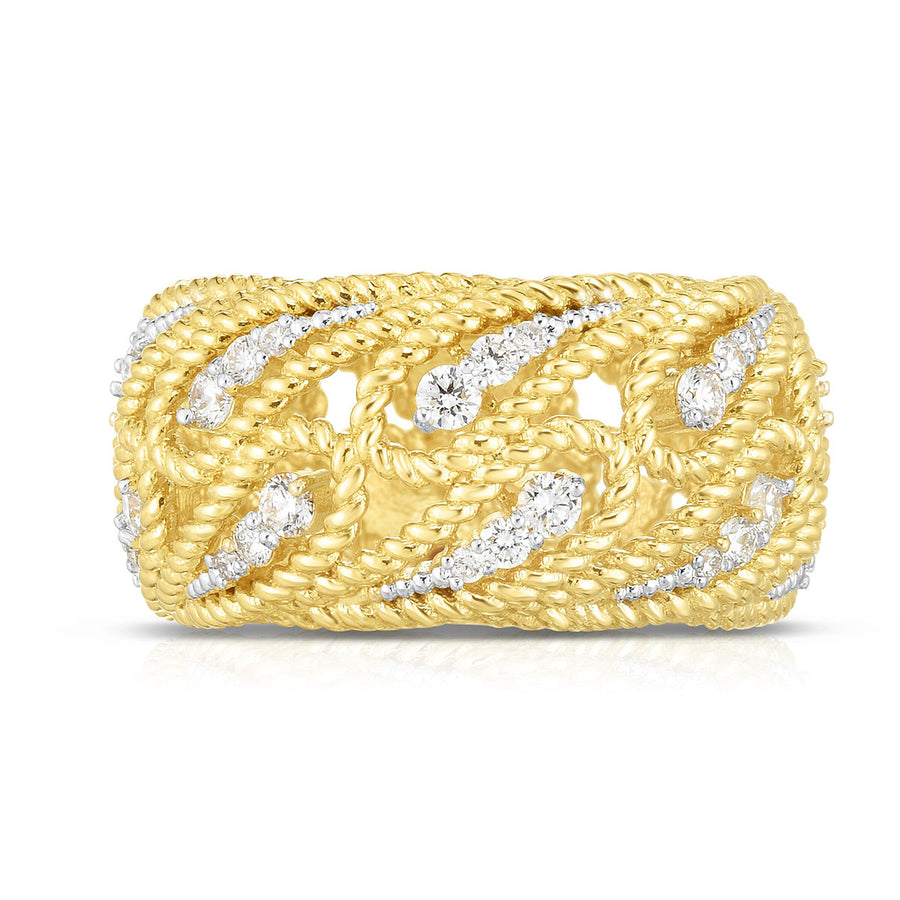 18K YW Diamond Byzantine Barocco Wide Paisley Ring